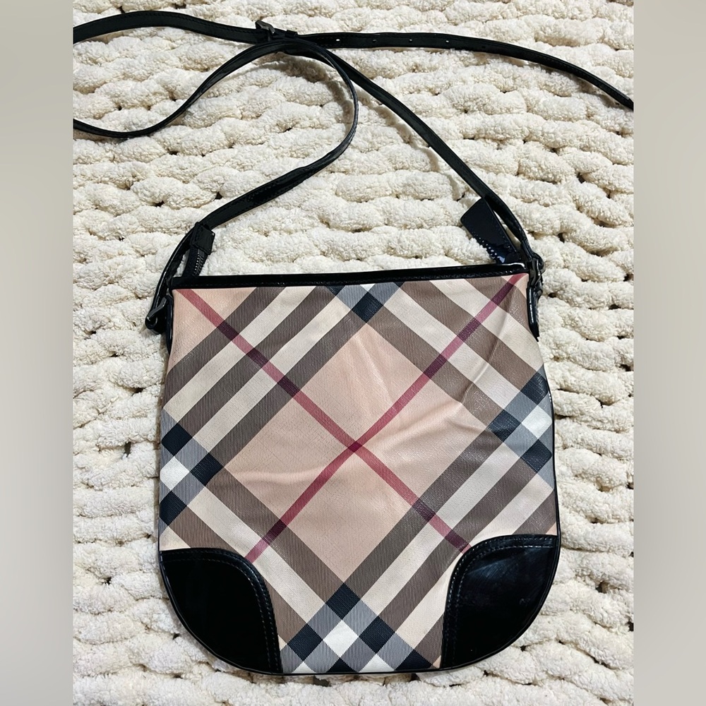 BURBERRY Dryden Supernova Check Coated Patent Leather Shoulder Crossbody Bag - Picture 3 of 15